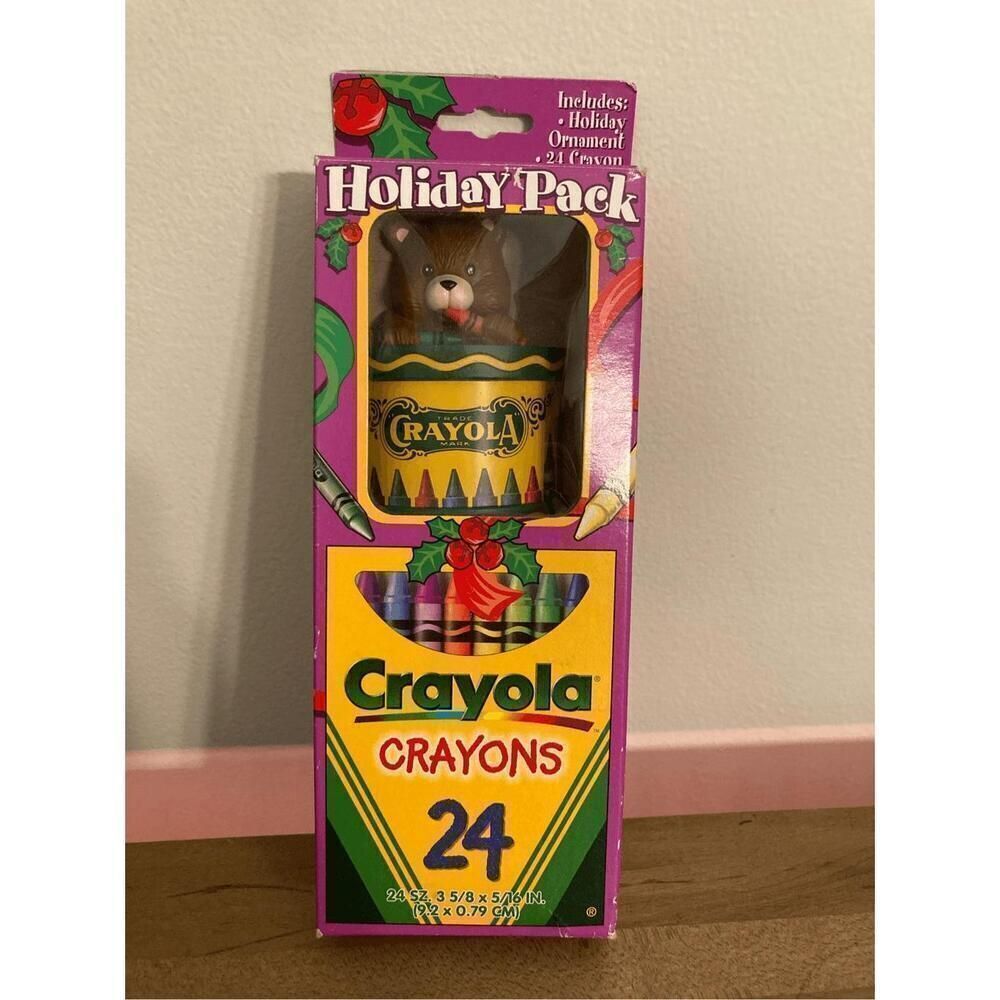 Crayola Christmas NWT vintage 24 crayons ornament teddy 1996 holiday pack
